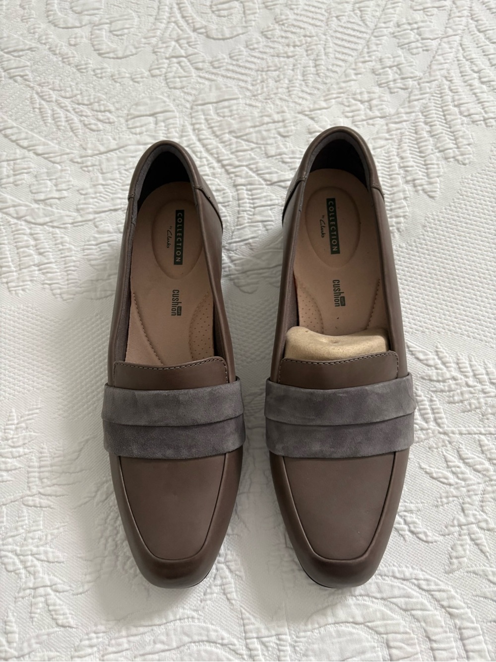Clarks Collection Juliet Rose Leather Loafer Gray pumps low heel slip on size 11